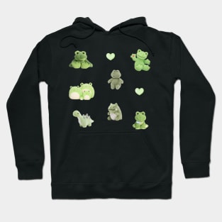 green frog and dinosaur stuffed animal sticker pack Hoodie